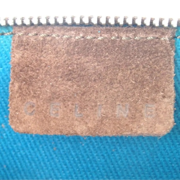 CELINE suede compact wallet coin purse color block switch blue brown tan - Picture 9 of 11